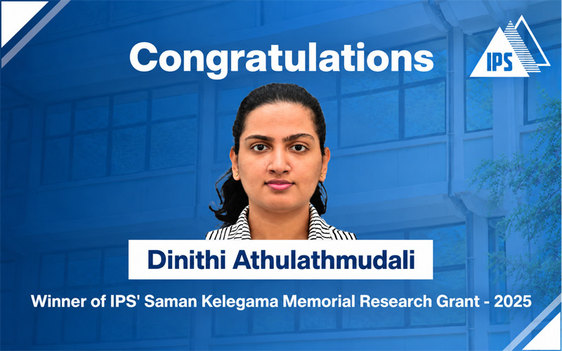 Dinithi Athulathmudali from the Department of Economics, University of Colombo wins 2025 Saman Kelegama Memorial Grant